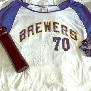 PINK - MLB Brewers Quarter Sleeve Tank!